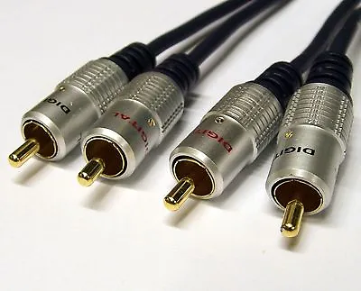 £4.19 • Buy HQ Twin Phono 2 RCA To 2 RCA Plugs Audio Cable OFC 0.5m 1m 2m 3m 5m