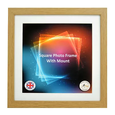 Square Photo Picture Frame With White Mounts Wood Effect Black White Oak Large • £6.75