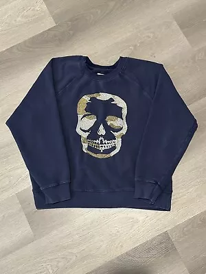 Women’s Zadig And Voltaire Sweatshirt Skull Embroidered Navy Size Medium • $4.99