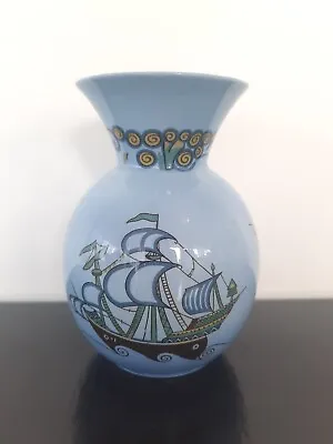 Falcon Ware 1930s Art Deco Vase With Hand Painted Ship Decoration. Argus Pattern • $24.99