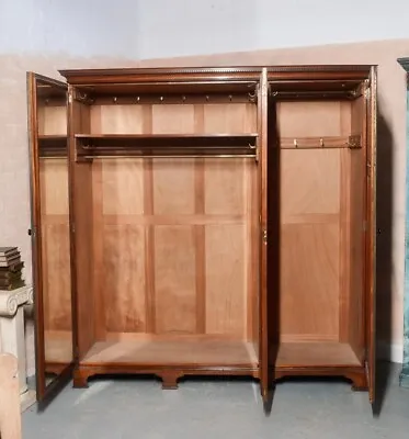 Antique Wardrobe Maple And Co Mahogany Triple Edwardian • £1150