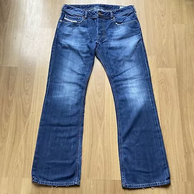 Diesel Zatiny Men’s Regular Bootcut Jeans W32 L30 Blue Distressed MADE IN ITALY • £39.95