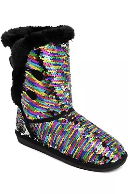 Sugar Women's Marty Slip On Winter Boots Warm Winter Booties Multi Sequins 6 • $19.94