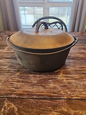 Vintage Cast Iron Camp Pot Handle Lid Dutch Oven MADE USA 10 1/4  #8 READ AsIs • $74.75