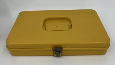 Vtg Wilson Mfg Co. Wil-Hold Sewing Kit Yellow Thread Box Plastic 13 X 8 X 2.5 • $12