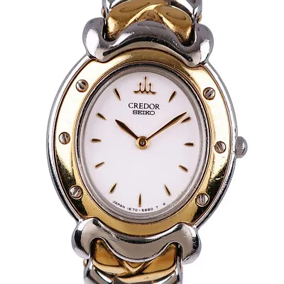 SEIKO 1E70-3A80 CREDOR Watches Gold/Silver Gold & Steel Quartz Women WhiteDial • $397.10