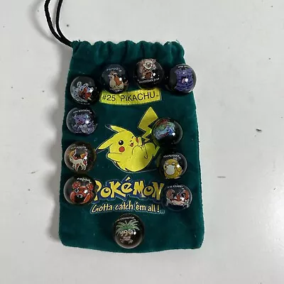 Vintage Pokemon Kids Multicolor Collectable Character Toy Marbles With Pouch • $29.99