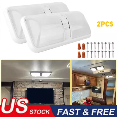 2x RV LED 12v Double Dome Light Ceiling Fixture Camper Trailer Marine Motorhome • $24.99