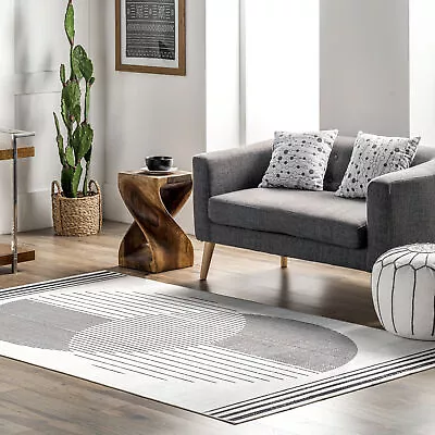 NuLOOM Leah Machine Washable Geometric Moon Phase Area Rug In Grey • $180.94