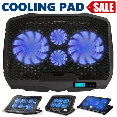 3-6 Fans Quiet Cooler Laptop Cooling Pad Stand 2 USB Ports For 12 -17  Notebook • $17.89