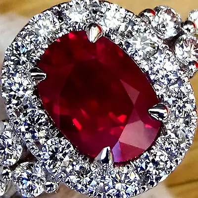 £1635.44 • Buy Natural Ruby And Diamond Ring 14k White Gold Vintage 1.58Ct Genuine