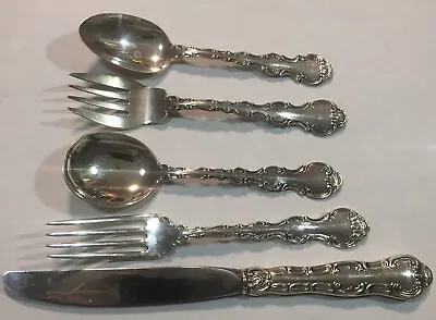 $151 • Buy 5pc Sterling Silver Luncheon Place Setting Gorham STRASBOURG. Forks Knife Spoons