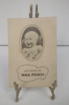 Vintage 1938 Mail Pouch Chewing Tobacco Advertising Card Smiling Baby • $19.99