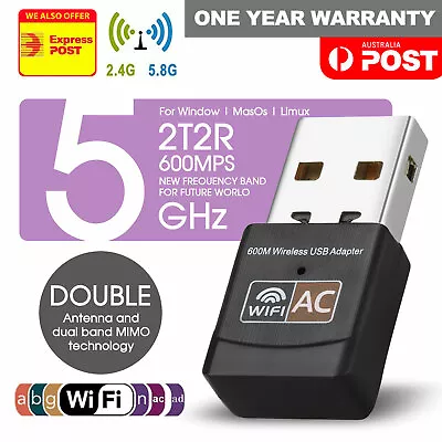 $8.49 • Buy Dual Band 600Mbps USB WiFi Wireless Dongle AC600 Lan Network Adapter 2.4GHz 5GHz