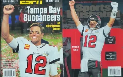 Lot Of 2 Tampa Bay Buccaneers 2021 LV Champions Magazines Tom Brady (ESPN / SI) • $19