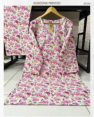 Floral Two Piece Khaddar Co Ord Trouser Suit Pakistani Indian Ladies Casual Wear • £29.99