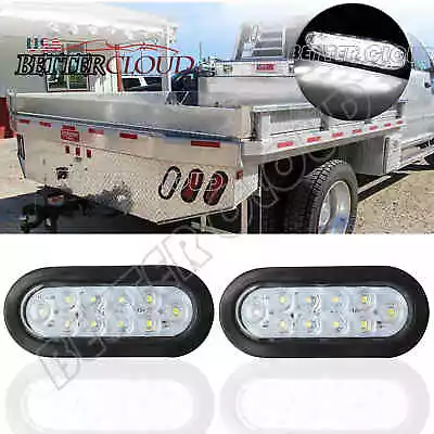 2x 6  Oval White 10 LED Trailer Truck Sealed Reverse Back-Up Tail Lights 12V • $16.79