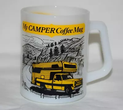 Vtg My Camper Coffee Mug Federal Milk Glass Truck Grand Canyon Tourist Mug 1970s • $22.99