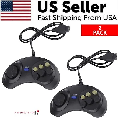 2X 6 Button Game Pad Controller For SEGA Genesis Black Old School Classic New • $10.59