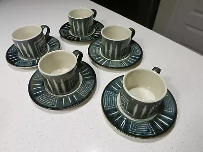 Mikasa Firesong Potter's Craft Lot Of 5 Cups And Saucers • $35.91