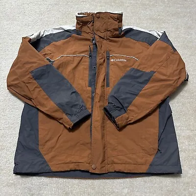 Columbia Men's Medium Bugaboo Interchange Jacket Omni-Tech Brown Rust Grey Y2K • $44.99