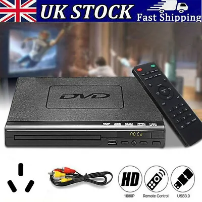 Multi Region Free DVD Player USB3.0/2.0 Port CD MP3 Discs W/Remote Control • £22.98