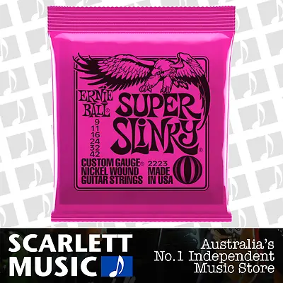 $14.95 • Buy Ernie Ball 2223 Pink Super Slinky 9-42 Electric Guitar Strings (.009-.042)
