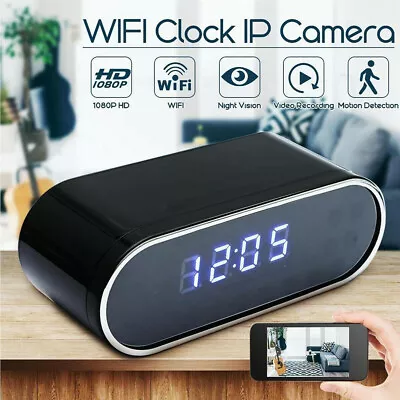$65.99 • Buy HD 1080P Clock Camera WiFi Wireless Web IP Night Vision Home Security Cam Alarm