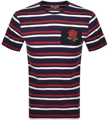 £34.99 • Buy Kent & Curwen England Rose Patch David Beckham Mens T-Shirt Sandham Striped S-xl