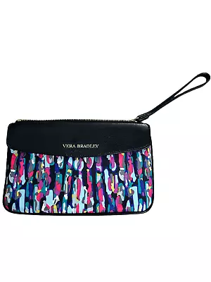 Vera Bradley Envelope Wristlet Watercolor Brushstrokes Black Leather Trim Clutch • $29