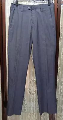 Vtg Versace V2 Italy 30 / 30 Bluish Gray Windowpane Flat Front Dress Pants G5j1 • $29.67