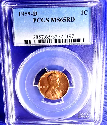 1959-D 1C RD Lincoln Memorial Cent-PCGS #2857 Grade MS65RD--207-2 • $20