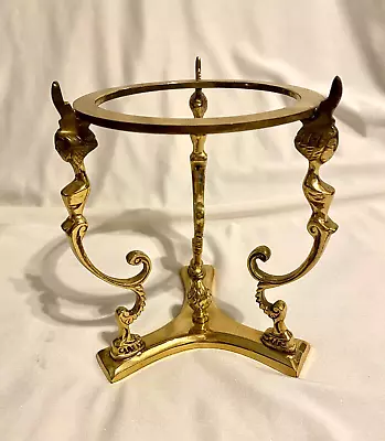 VINTAGE 3-LEG BRASS STAND Cleopatra Face /Crystal Ball DISPLAY/ Rare-INDIA • $69.95