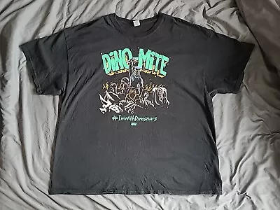 Men's 3XL AEW Wresting Shirt Dino-Mite I'm With Dinosaurs EUC • $18.95