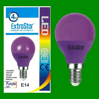 2x 4W Purple Coloured LED G45 Golf Small Edison Screw SES E14 Light Bulb Lamp • £9.99