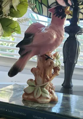 Vintage Numbered Pink Cardinal Porcelain Bird Figurine 7  ~ Made In Japan • $16.78