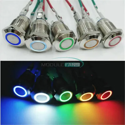 4Pin 12mm 12V Car LED Power Momentary Push Button Metal ON/OFF Switch Waterproof • $1.58