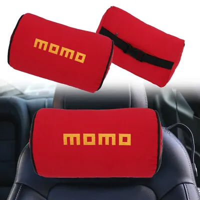 2Pcs MOMO Red Fabric Embroidery Car Seat Neck Cushion Pillow Headrest • $23.88