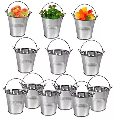 12 Pack Mini Metal Buckets Small Metal Pail Tinplate Tin Pails Containers With  • $25.62