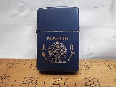 Vintage Masonic Zippo Pocket Lighter Dark Blue Mason Gold Logo Lodge  • $39.99