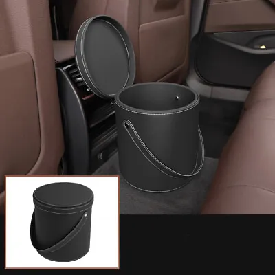 $26.70 • Buy Car Trash Can Leather Garbage Dust Case Rubbish Bin Organizer Storage Box Black