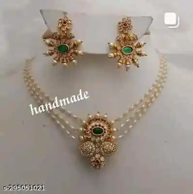 Gold Plated Bollywood Style Indian Kundan Long Pearl Choker Necklace Jewelry Set • $21.45