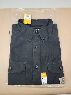 Size XL Carhartt Loose Fit Short Sleeve Shirt 104369 Regular Black Chambray NWT • $29.99