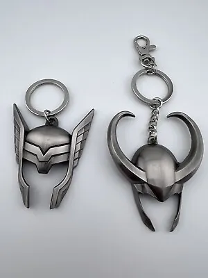 Disney - Thor And Loki Helmet Keychain MARVEL AUTHENTIC METAL HEAVY And Big • £8.68