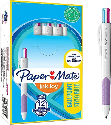 Paper Mate Inkjoy Quatro 1.0mm Ballpoint Pen 4 Fun Colours (12 Pack) • £12.99