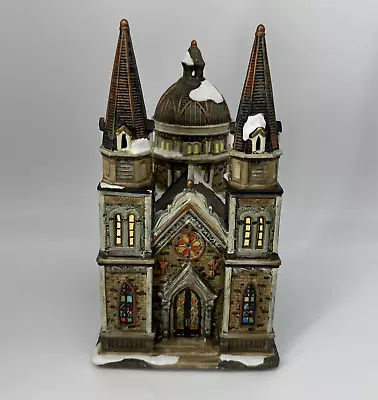 Vintage Christmas Village Porcelain Lighted Church Twin Steeples • $50