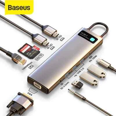 $79.99 • Buy Baseus 11in1 USB C HUB Type C 4K HDMI PD 100W USB 3.0 VGA RJ45 SD/TF For MacBook