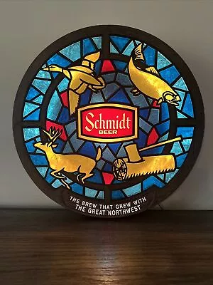 Vintage 1973 Schmidt Beer Wildlife In Motion Stained Glass Sign 21” Diameter • $499.99