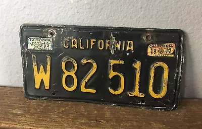 VTG CA California License Plate Tag Black Yellow Numbers Worn Ratrod 1969 1972 • $19.99