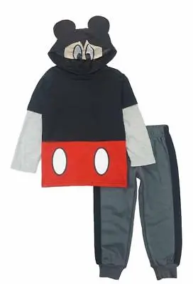 Mickey Mouse Boys Mesh Mask Hooded Top 2pc Pant Set Size 12M 18M 24M 2T 3T 4T • $9.09